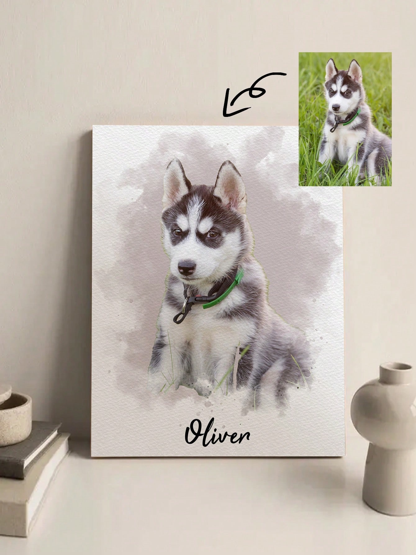 Pet Portrait Custom - Personalisierter Aquarell-Haustierporträt-Bilderrahmen, Individuelles Geschenk für Sie/Ihn,