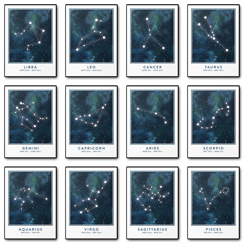 Custom Star Map - Astrologie Sternzeichen Konstellation Widder Wassermann Steinbock