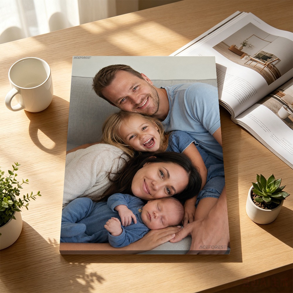 Engraved Wood Frame - 2D Personalisierte Foto-Leinwand-Wandkunst mit Holzrahmen, Maßgefertigtes
